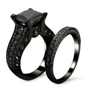 Black Gothic Black Sapphire Wedding  Set